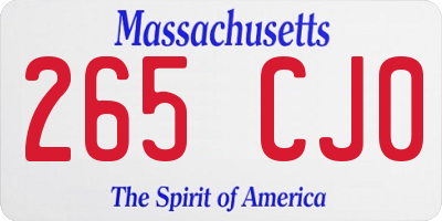 MA license plate 265CJ0
