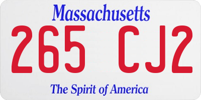 MA license plate 265CJ2