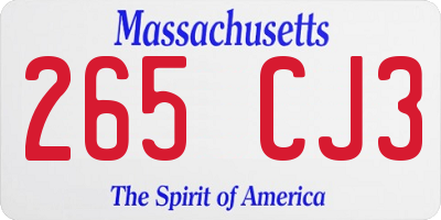 MA license plate 265CJ3
