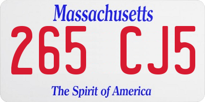 MA license plate 265CJ5