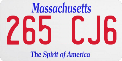 MA license plate 265CJ6