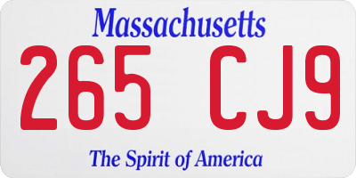 MA license plate 265CJ9
