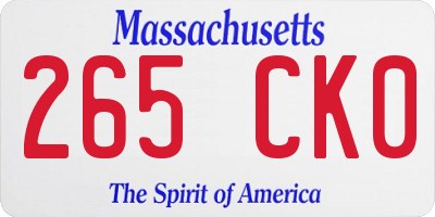MA license plate 265CK0