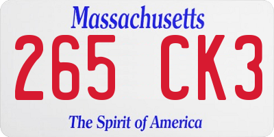 MA license plate 265CK3