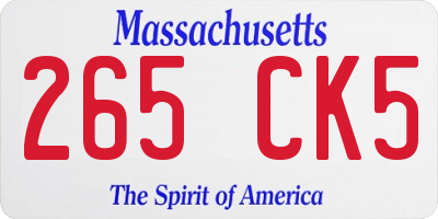 MA license plate 265CK5
