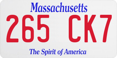 MA license plate 265CK7
