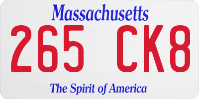 MA license plate 265CK8