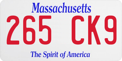 MA license plate 265CK9