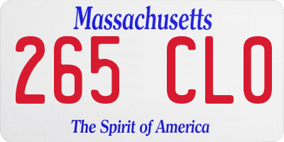 MA license plate 265CL0