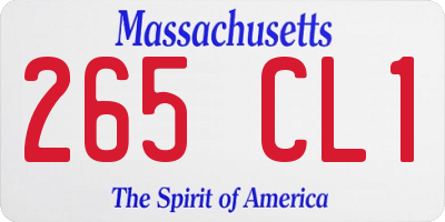 MA license plate 265CL1