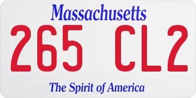 MA license plate 265CL2