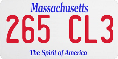 MA license plate 265CL3