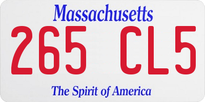 MA license plate 265CL5