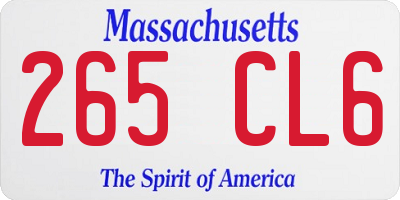 MA license plate 265CL6