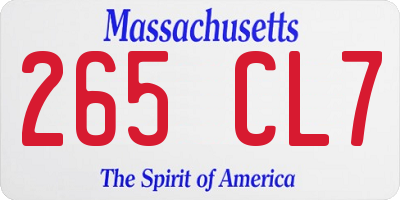 MA license plate 265CL7