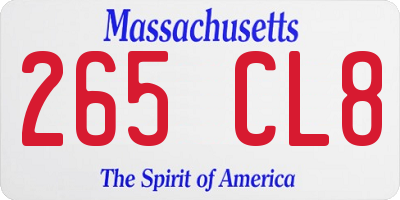 MA license plate 265CL8