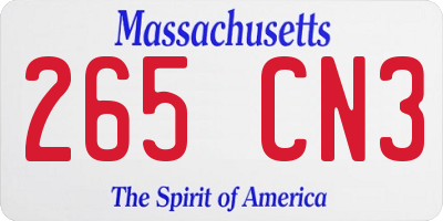 MA license plate 265CN3