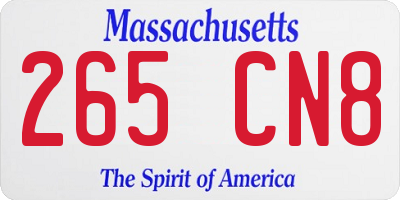 MA license plate 265CN8