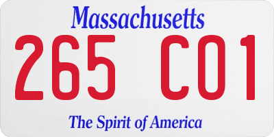 MA license plate 265CO1