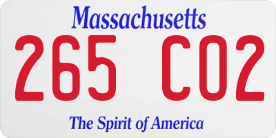 MA license plate 265CO2
