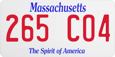 MA license plate 265CO4