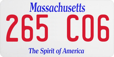 MA license plate 265CO6
