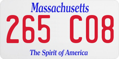 MA license plate 265CO8