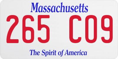 MA license plate 265CO9