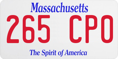 MA license plate 265CP0