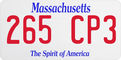 MA license plate 265CP3