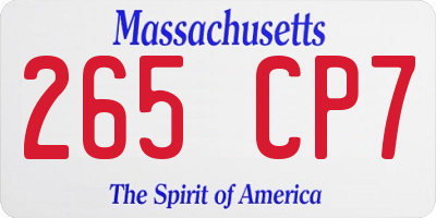 MA license plate 265CP7