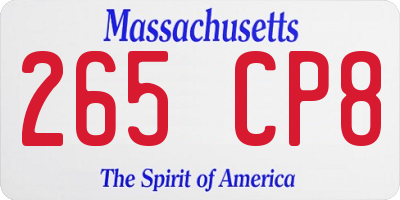 MA license plate 265CP8