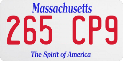 MA license plate 265CP9