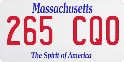MA license plate 265CQ0