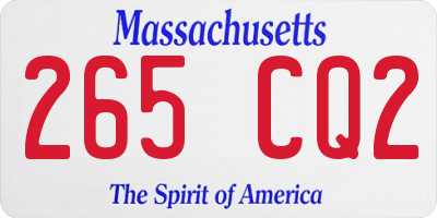 MA license plate 265CQ2