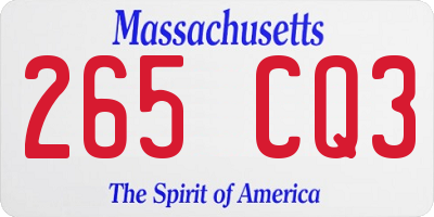 MA license plate 265CQ3