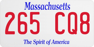 MA license plate 265CQ8
