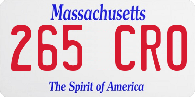 MA license plate 265CR0