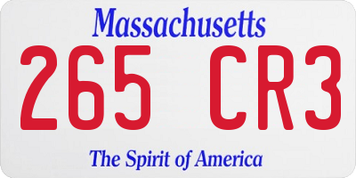 MA license plate 265CR3