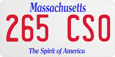 MA license plate 265CS0