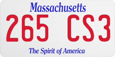 MA license plate 265CS3
