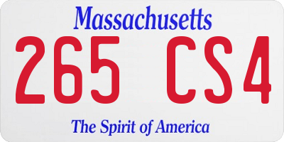 MA license plate 265CS4