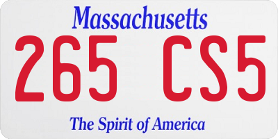 MA license plate 265CS5