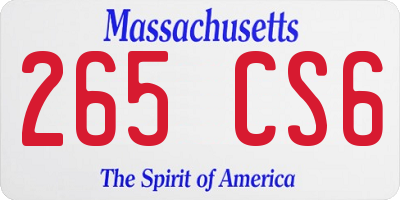 MA license plate 265CS6