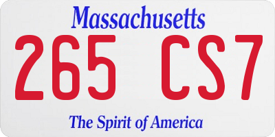 MA license plate 265CS7