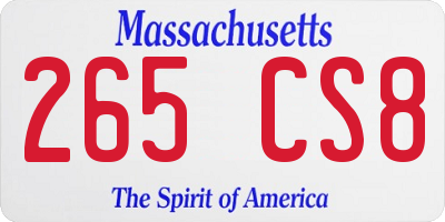 MA license plate 265CS8