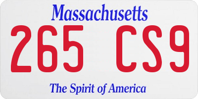 MA license plate 265CS9