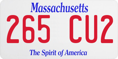 MA license plate 265CU2