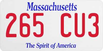 MA license plate 265CU3