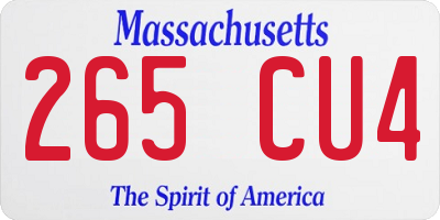 MA license plate 265CU4